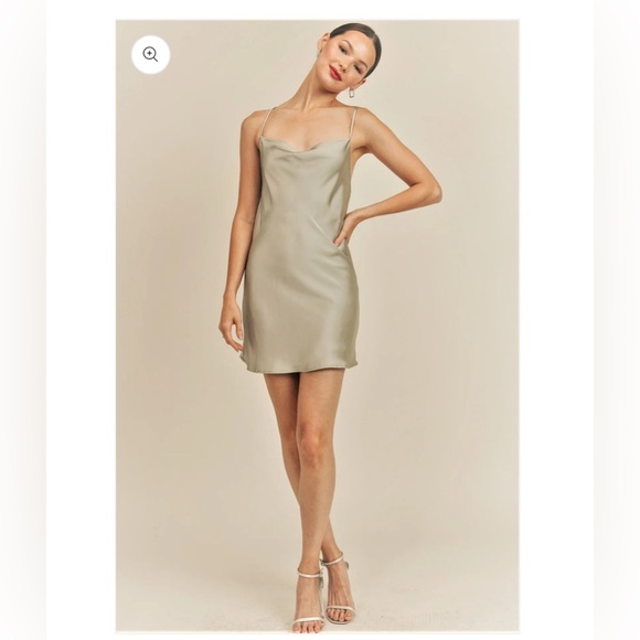Reset By Jane Dresses & Skirts - Reset By Jane Kira Cowl Neck Sleeveless Satin Slip Dress Open Back Small Wedding